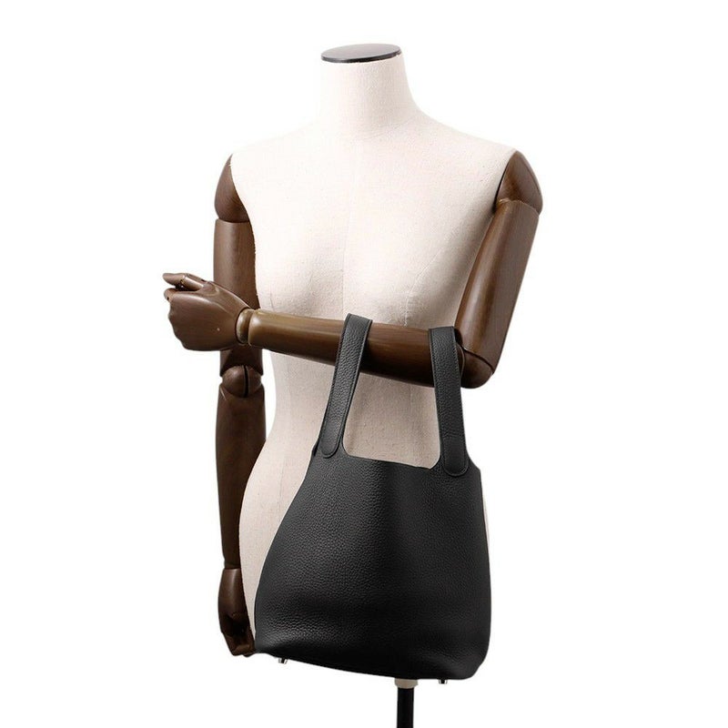 エルメス ハンドバッグ ピコタンロックMM ブラック/シルバー金具 トリヨンクレマンス W刻印 黒