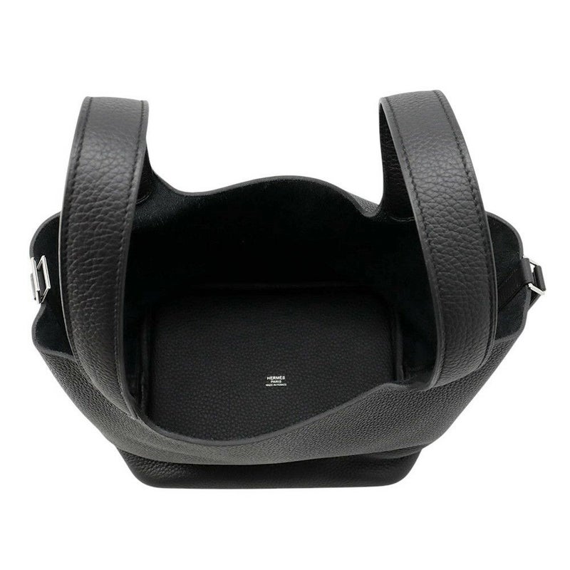 エルメス ハンドバッグ ピコタンロックMM ブラック/シルバー金具 トリヨンクレマンス W刻印 黒