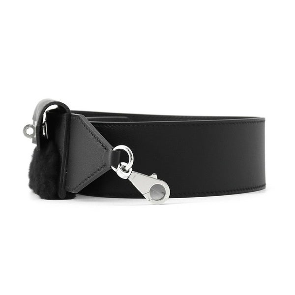 エルメス ショルダーストラップ バンドリエール ケリーポケット ブラック/シルバー金具 スイフト/ムートン B刻印 黒