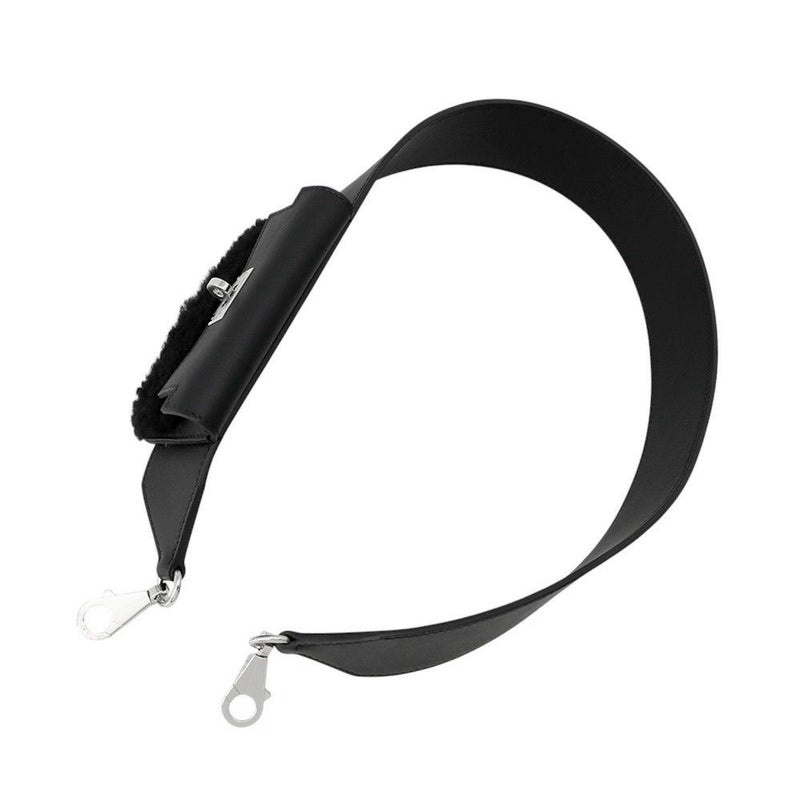 エルメス ショルダーストラップ バンドリエール ケリーポケット ブラック/シルバー金具 スイフト/ムートン B刻印 黒