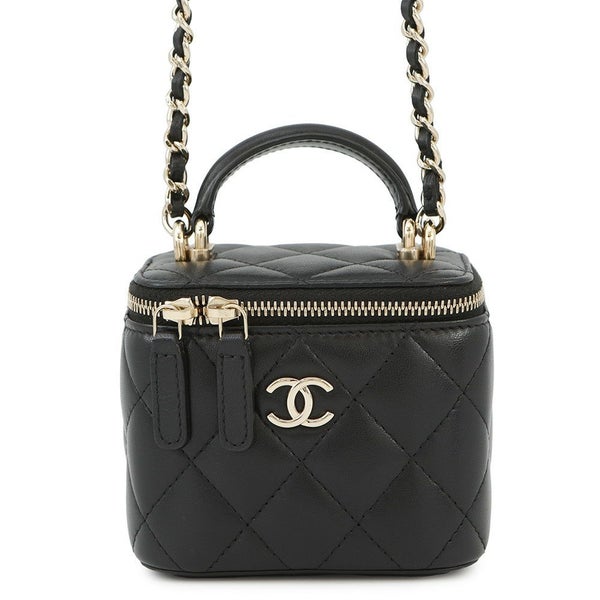 シャネル チェーンショルダーバッグ スモール バニティケース ラムスキン AP2198 CHANEL ポシェット 黒 ヴァニティ