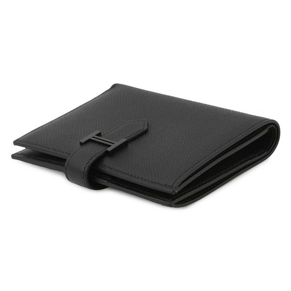 エルメス 二つ折り財布 ベアンコンパクト モノクローム ブラック/ブラック金具 エプソン U刻印 黒