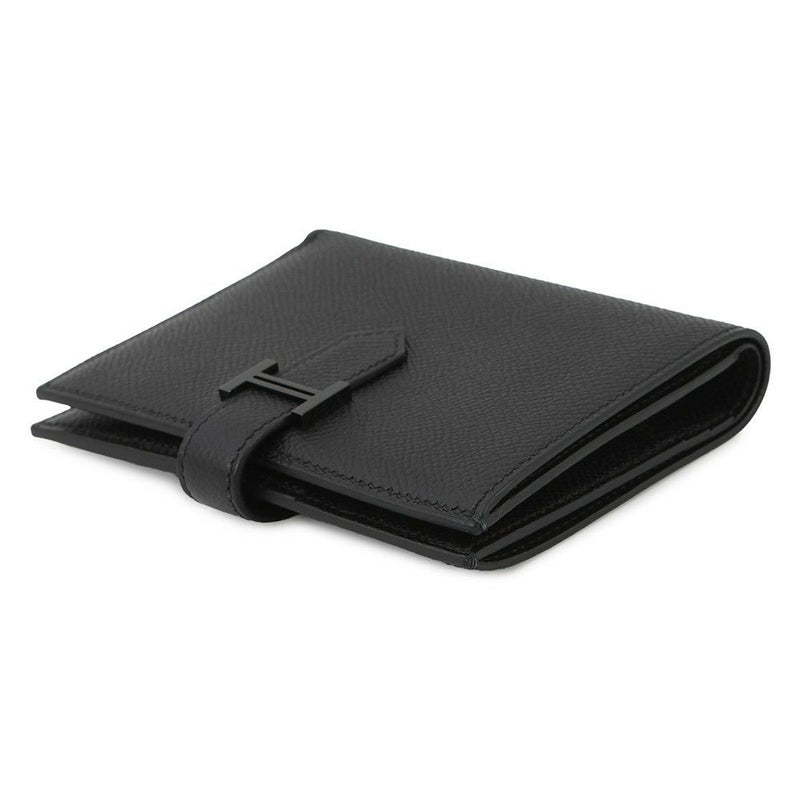 エルメス 二つ折り財布 ベアンコンパクト モノクローム ブラック/ブラック金具 エプソン U刻印 黒