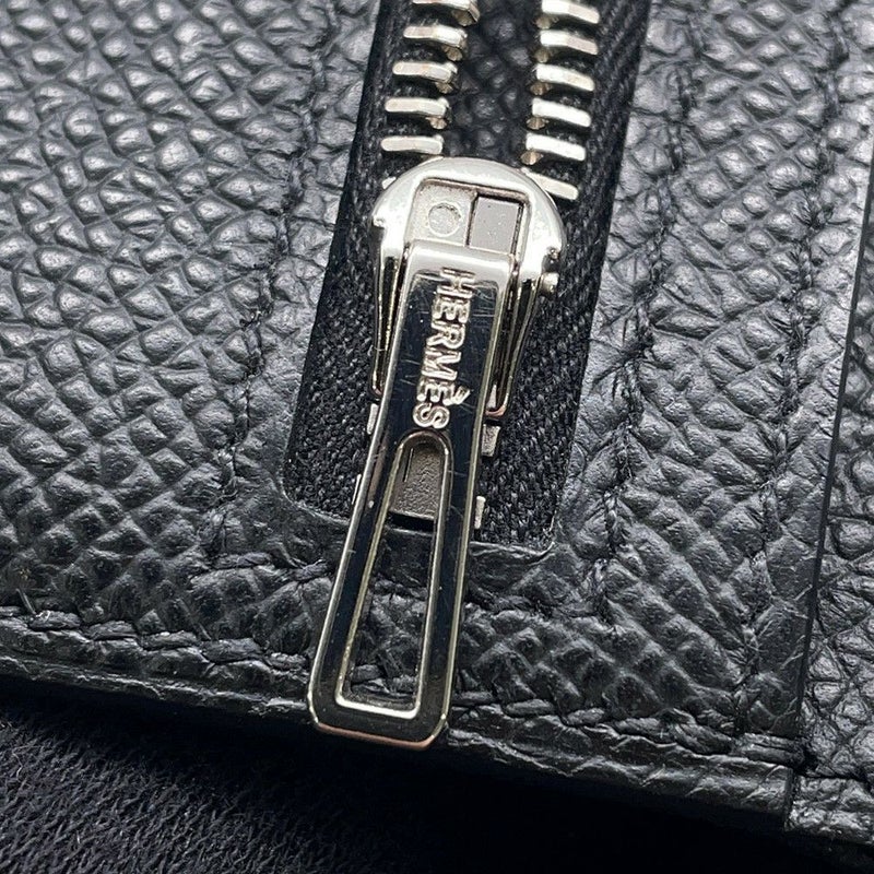 エルメス 二つ折り財布 ベアンコンパクト モノクローム ブラック/ブラック金具 エプソン U刻印 黒