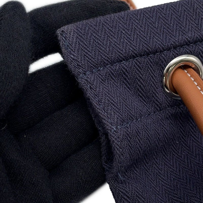 エルメス ショルダーバッグ サック アリーヌMM ブルーインディゴ/ゴールド/シルバー金具 トワルシェブロン/バレニア Y刻印