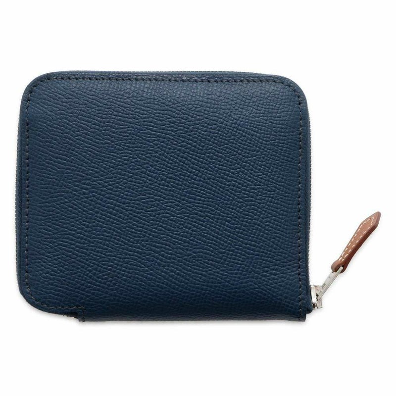 エルメス コインケース アザップコンパクト シルクイン ブルードプリュス/シルバー金具 エプソン B刻印