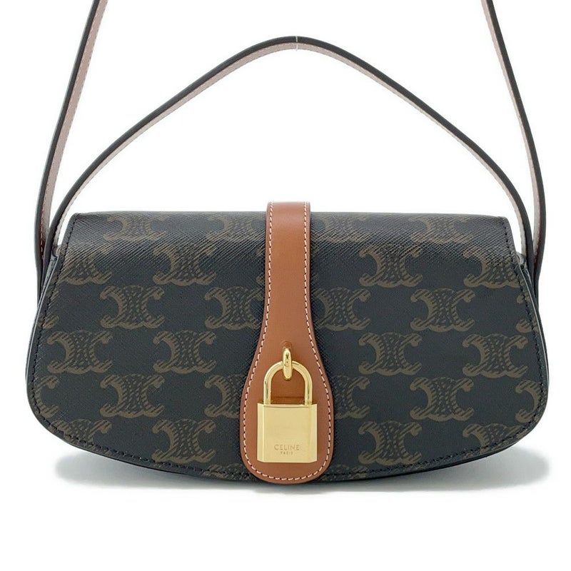セリーヌ ハンドバッグ トリオンフ タブゥ SLG クラッチ PVC レザー 10I592 CELINE 2way ブラウン