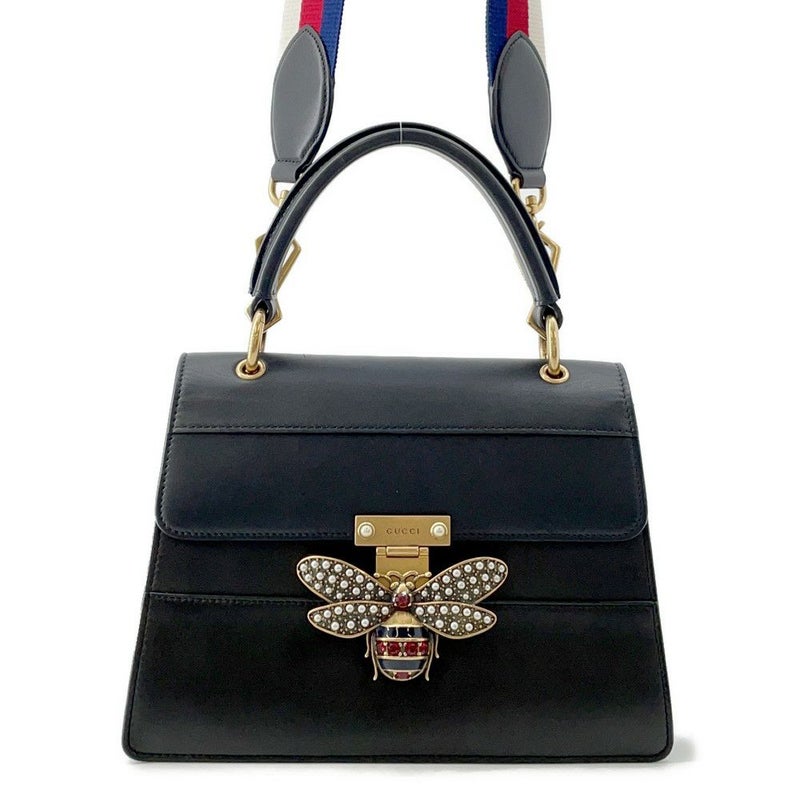 グッチ ハンドバッグ クイーンマーガレット レザー 476541 GUCCI 2wayショルダー 黒