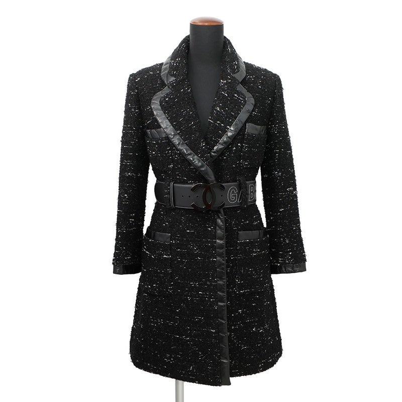 シャネル コート ツイード レディースサイズ38 P57222 CHANEL アウター 黒