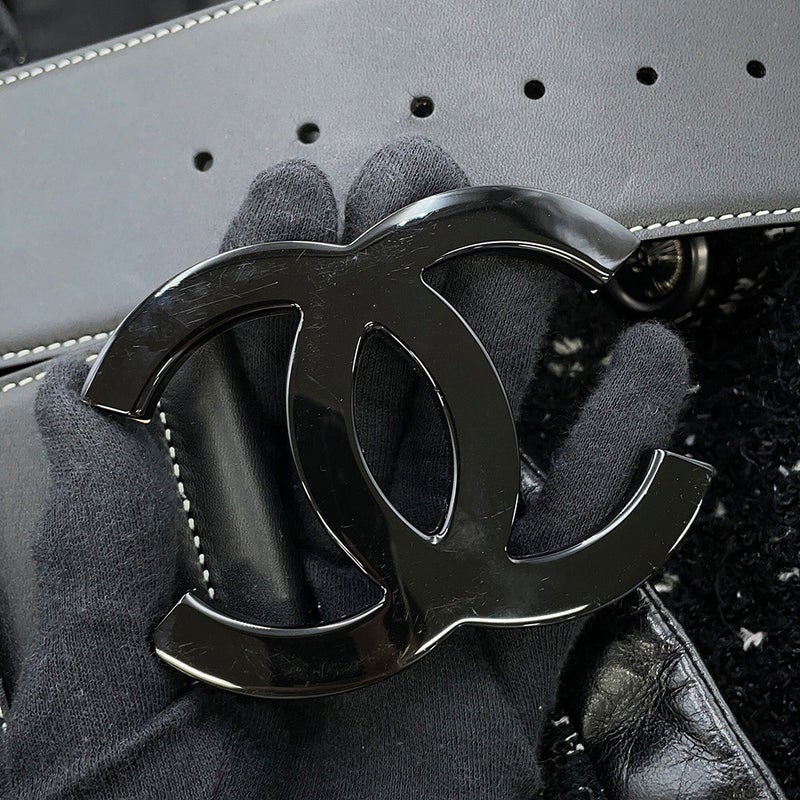 シャネル コート ツイード レディースサイズ38 P57222 CHANEL アウター 黒