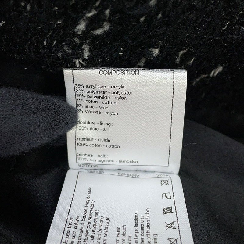 シャネル コート ツイード レディースサイズ38 P57222 CHANEL アウター 黒