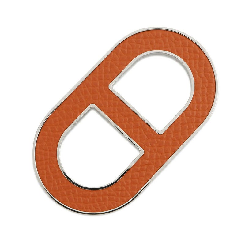 エルメス ブローチ シェーヌダンクル オレンジミニアン/シルバー金具 エプソン HERMES アクセサリー