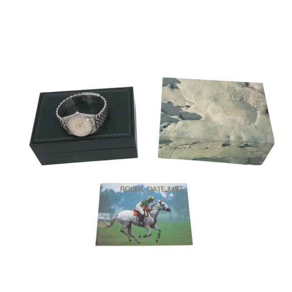 ロレックス デイトジャスト36 ランダムシリアル ルーレット SS/K18ホワイトゴールド 10Pダイヤ 116234G 腕時計 シルバー文字盤