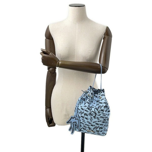 ミュウミュウ ハンドバッグ 巾着バッグ ロゴ キャンバス 5RM008 Miu Miu ツバメ