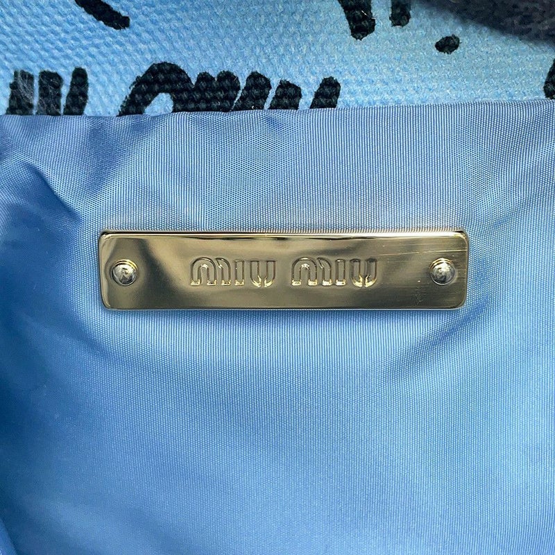 ミュウミュウ ハンドバッグ 巾着バッグ ロゴ キャンバス 5RM008 Miu Miu ツバメ