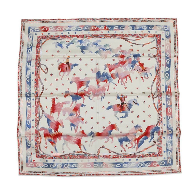 エルメス スカーフ カレ90 レ・ムスタングマーブル LES MUSTANGS MARBLE HERMES シルク 京都マーブル