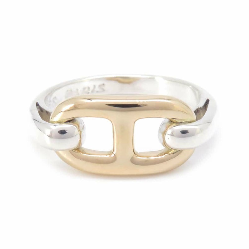 エルメス リング シェーヌダンクル K18YGイエローゴールド SV925シルバー リングサイズ約11号 HERMES 指輪