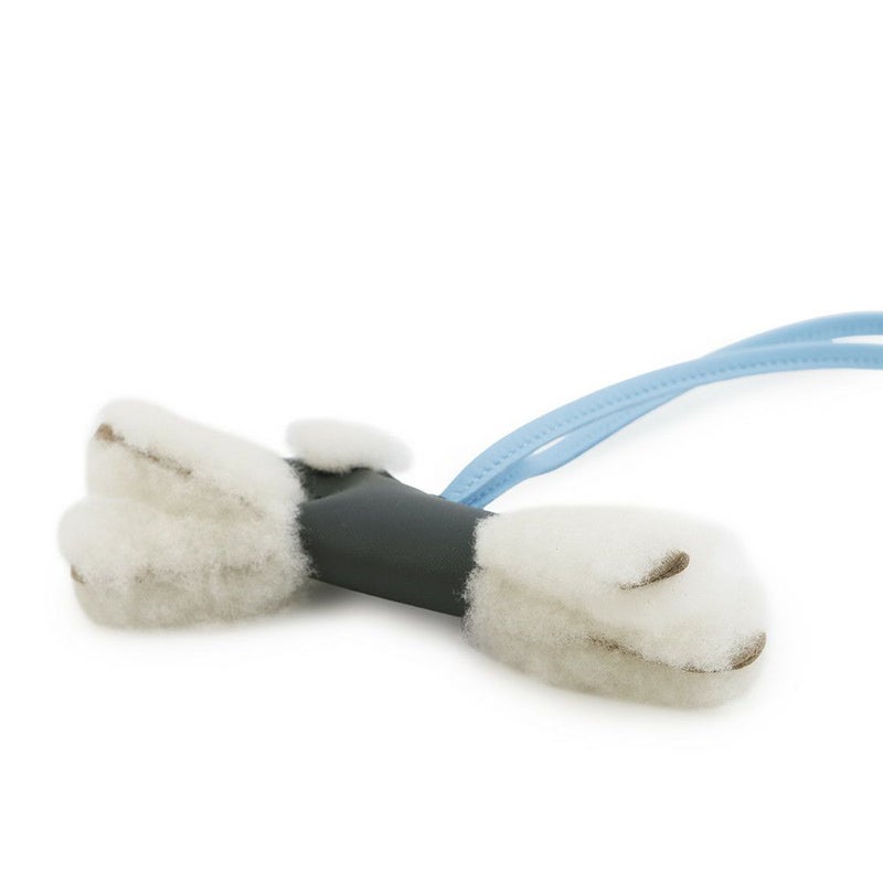 エルメス バッグチャーム バディ ヴェールシプレ/セレステ ラムスキン/ムートン K刻印