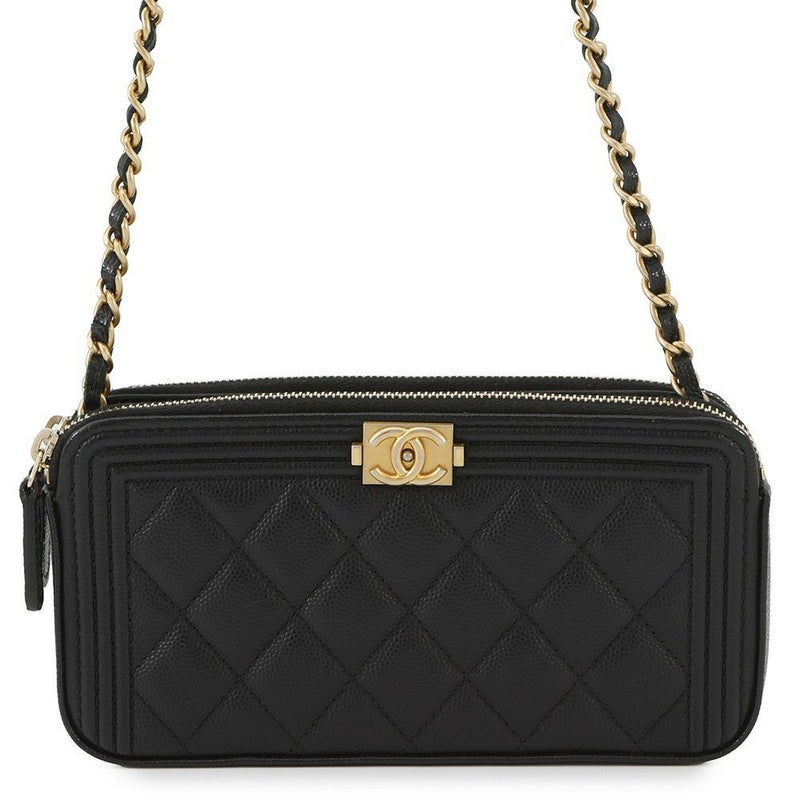 シャネル チェーンウォレット ボーイシャネル ココマーク キャビアスキン A84069 CHANEL 財布 ブラック 黒 安