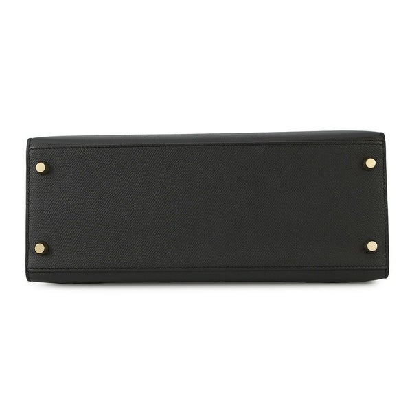 エルメス ハンドバッグ ケリー28 外縫い ブラック/ゴールド金具 エプソン T刻印 2wayショルダー 黒