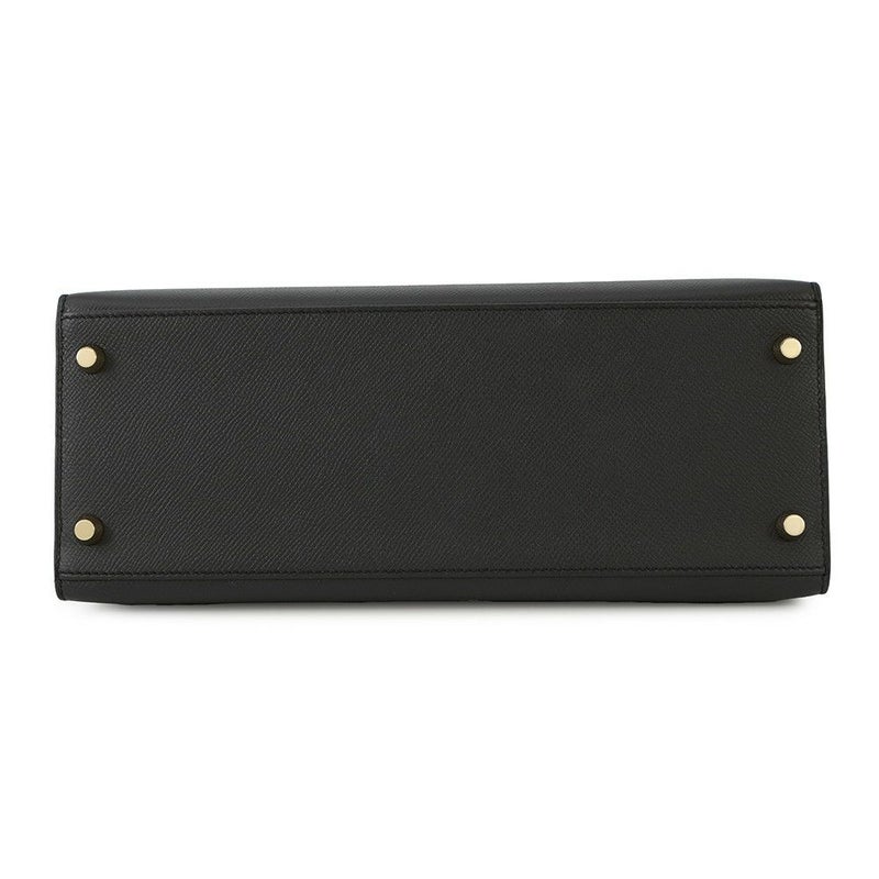 エルメス ハンドバッグ ケリー28 外縫い ブラック/ゴールド金具 エプソン T刻印 2wayショルダー 黒