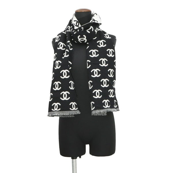 シャネル マフラー ココマーク リバーシブル AA7067 CHANEL ストール 白 黒