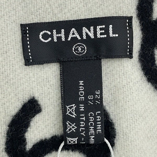 シャネル マフラー ココマーク リバーシブル AA7067 CHANEL ストール 白 黒