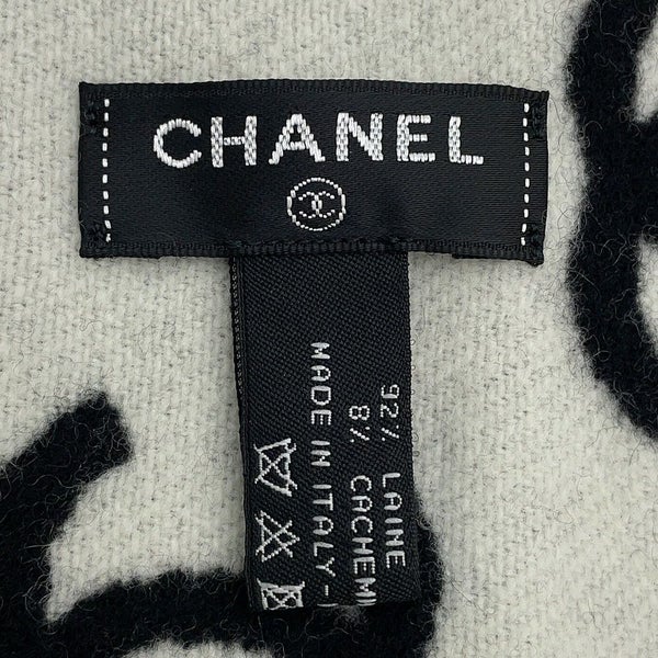 シャネル マフラー ココマーク リバーシブル AA7067 CHANEL ストール 白 黒