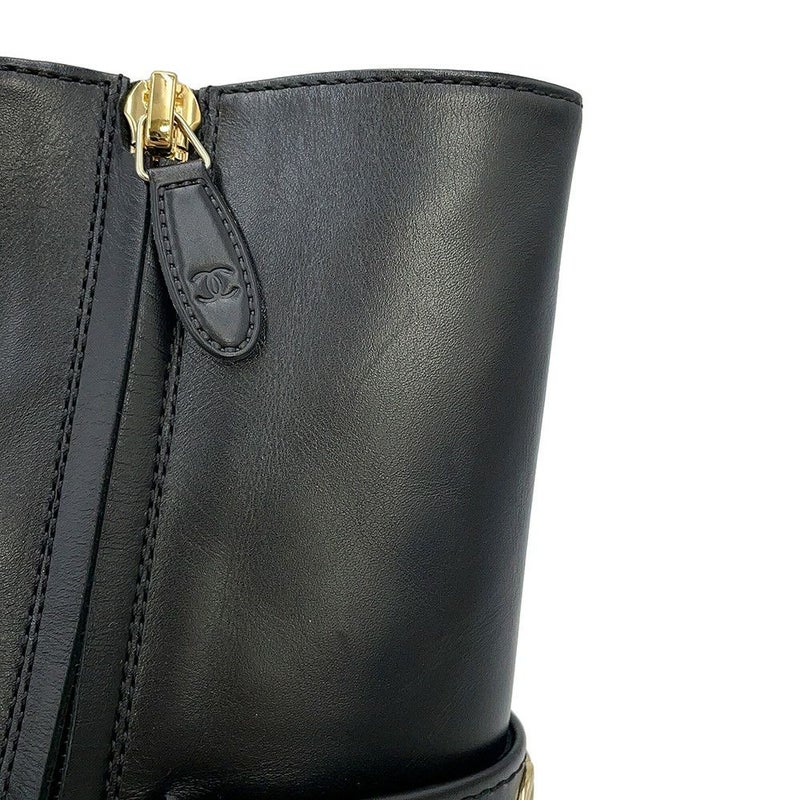 シャネル ショートブーツ ココマーク チェーン レザー レディースサイズ36 1/2C G39170 CHANEL 靴 黒