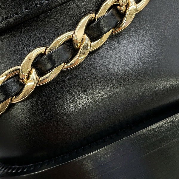 シャネル ショートブーツ ココマーク チェーン レザー レディースサイズ36 1/2C G39170 CHANEL 靴 黒