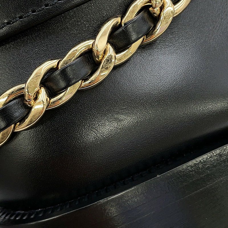 シャネル ショートブーツ ココマーク チェーン レザー レディースサイズ36 1/2C G39170 CHANEL 靴 黒