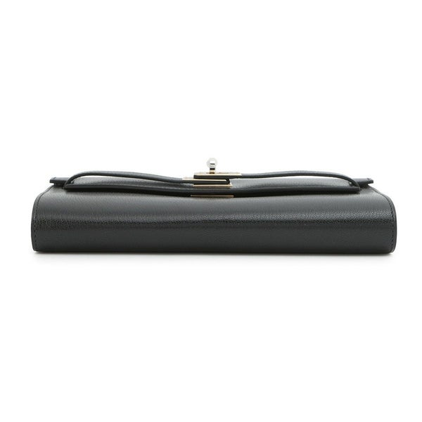 エルメス 長財布 ケリーウォレット ロング ブラック/エレクトラム金具 シェブルシャムキラ K刻印 HERMES 財布 黒