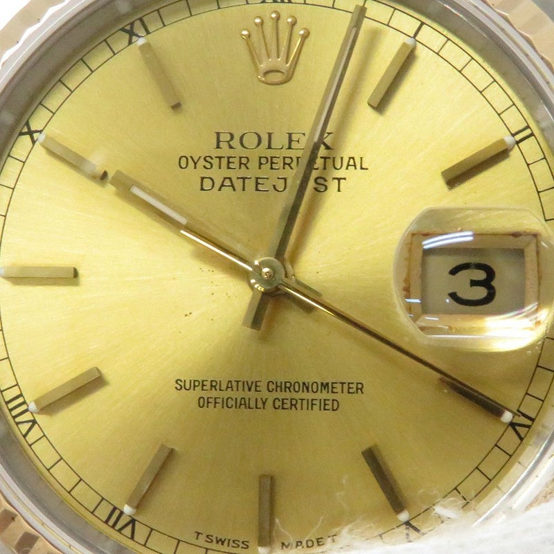 ロレックス デイトジャスト S番 SS/K18YG 16233 ROLEX 腕時計 シャンパン文字盤