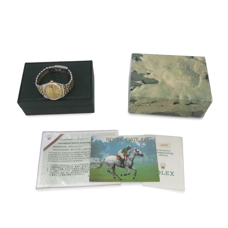 ロレックス デイトジャスト S番 SS/K18YG 16233 ROLEX 腕時計 シャンパン文字盤