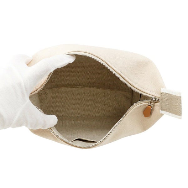エルメス ポーチ ブリッド・ア・ブラックPM ベージュ/シルバー金具 キャンバス HERMES バッグ 小物入れ