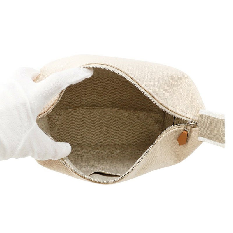 エルメス ポーチ ブリッド・ア・ブラックPM ベージュ/シルバー金具 キャンバス HERMES バッグ 小物入れ