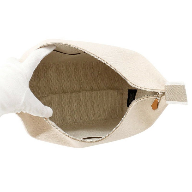 エルメス ポーチ ブリッド・ア・ブラックGM ベージュ/シルバー金具 キャンバス HERMES バッグ 小物入れ