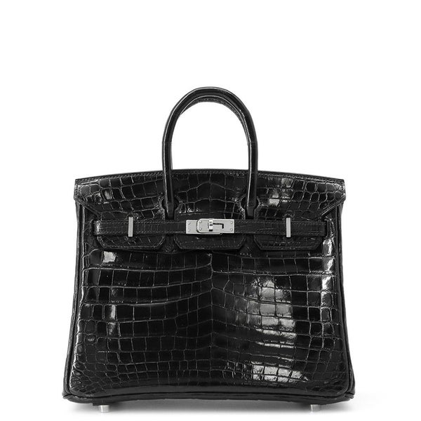 エルメス バーキン25 ブラック/シルバー金具  ニロティカスシャイン □M刻印 HERMES Birkin ハンドバッグ 黒