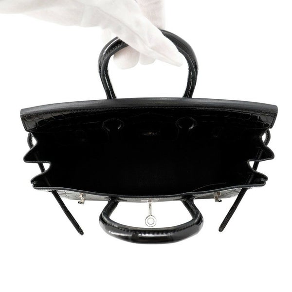 エルメス バーキン25 ブラック/シルバー金具  ニロティカスシャイン □M刻印 HERMES Birkin ハンドバッグ 黒