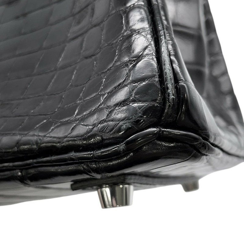 エルメス バーキン25 ブラック/シルバー金具  ニロティカスシャイン □M刻印 HERMES Birkin ハンドバッグ 黒