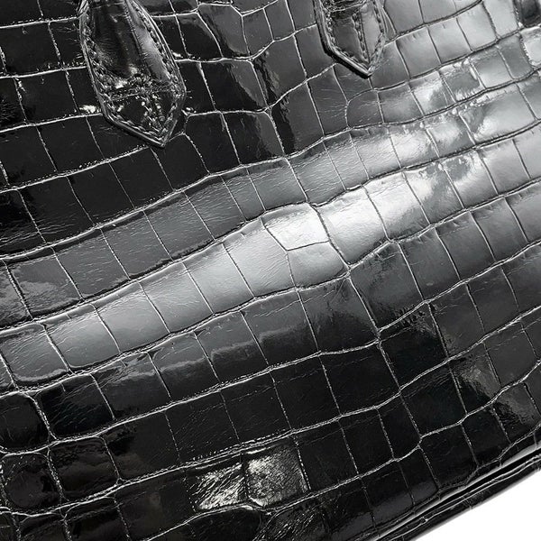 エルメス バーキン25 ブラック/シルバー金具  ニロティカスシャイン □M刻印 HERMES Birkin ハンドバッグ 黒