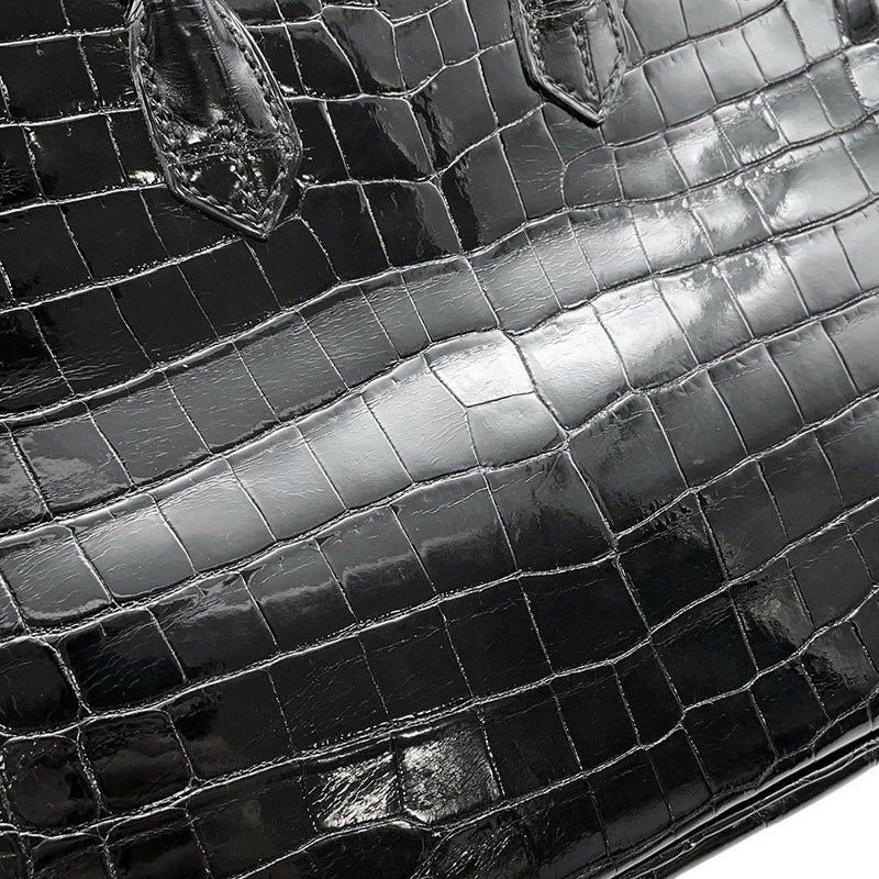 エルメス バーキン25 ブラック/シルバー金具  ニロティカスシャイン □M刻印 HERMES Birkin ハンドバッグ 黒