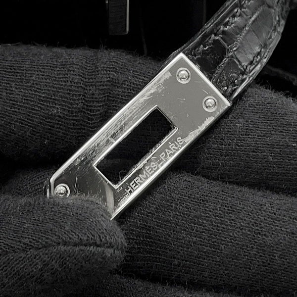 エルメス バーキン25 ブラック/シルバー金具  ニロティカスシャイン □M刻印 HERMES Birkin ハンドバッグ 黒