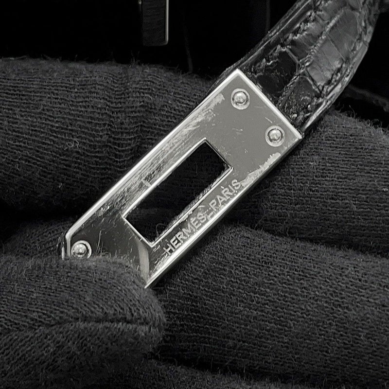 エルメス バーキン25 ブラック/シルバー金具  ニロティカスシャイン □M刻印 HERMES Birkin ハンドバッグ 黒