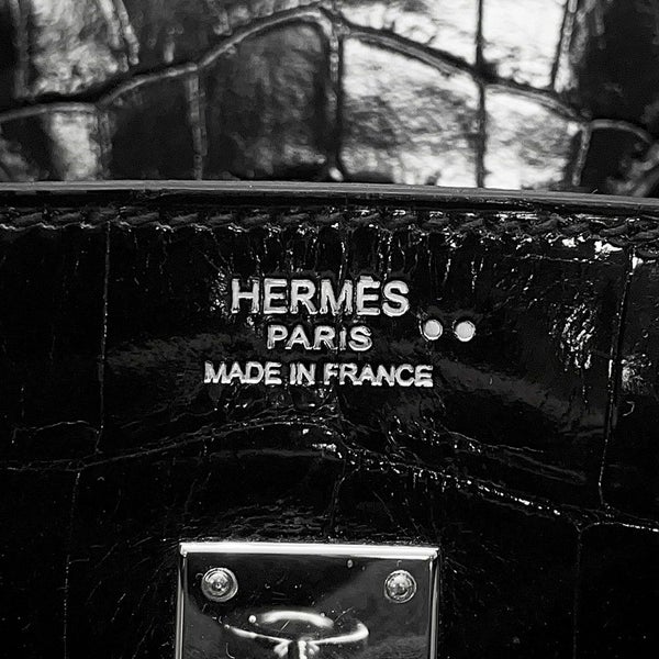 エルメス バーキン25 ブラック/シルバー金具  ニロティカスシャイン □M刻印 HERMES Birkin ハンドバッグ 黒