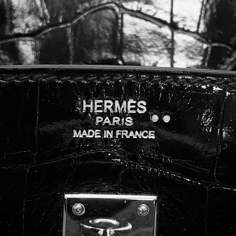 エルメス バーキン25 ブラック/シルバー金具  ニロティカスシャイン □M刻印 HERMES Birkin ハンドバッグ 黒