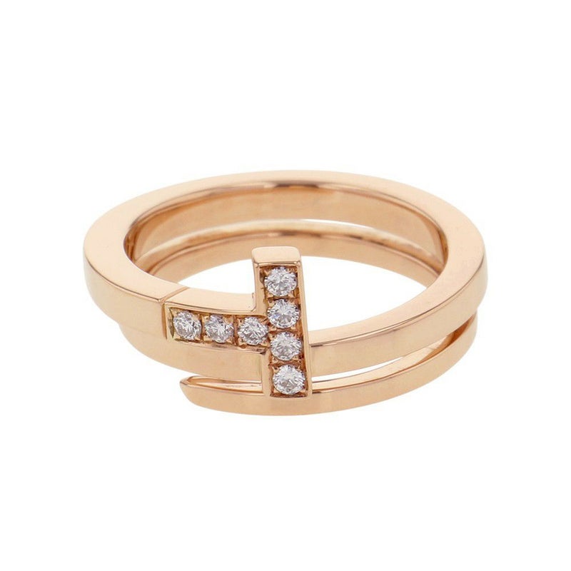 ティファニー リング Tスクエア ラップ リング ダイヤ7P 計0.01ct K18PGピンクゴールド サイズ約11号 Tiffany&Co. 指輪