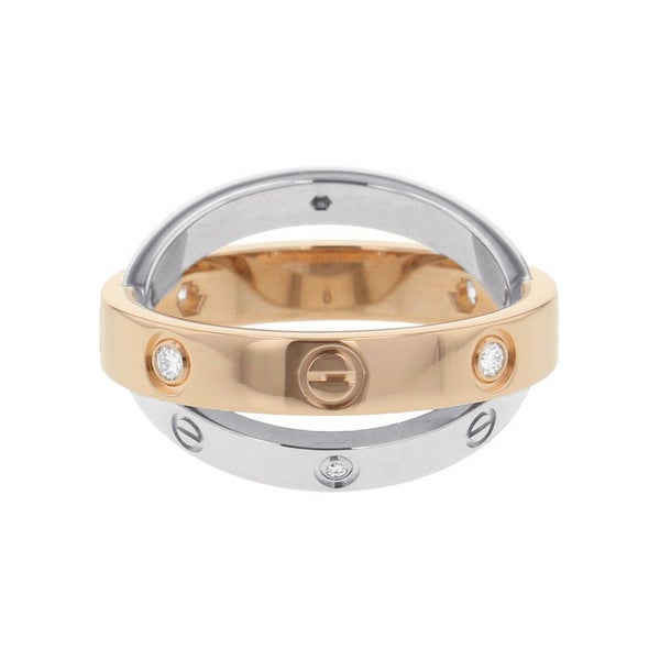 カルティエ リング ビーラブ LOVE ハーフ ダイヤ6P 計0.07ct K18PG/K18WG リングサイズ46 B4094300