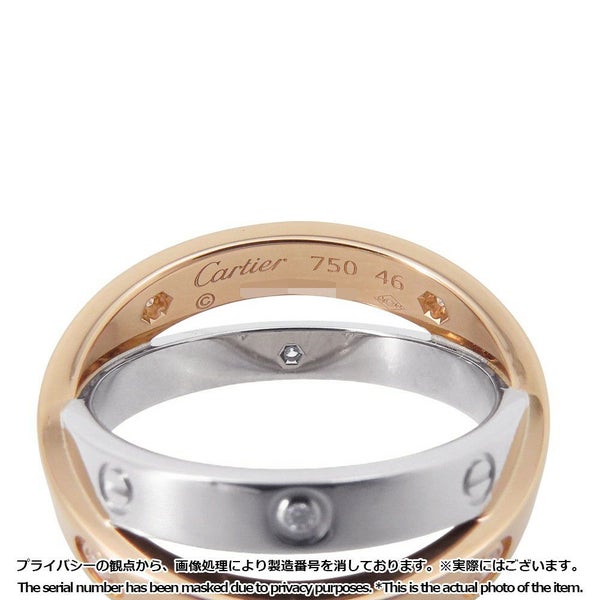カルティエ リング ビーラブ LOVE ハーフ ダイヤ6P 計0.07ct K18PG/K18WG リングサイズ46 B4094300