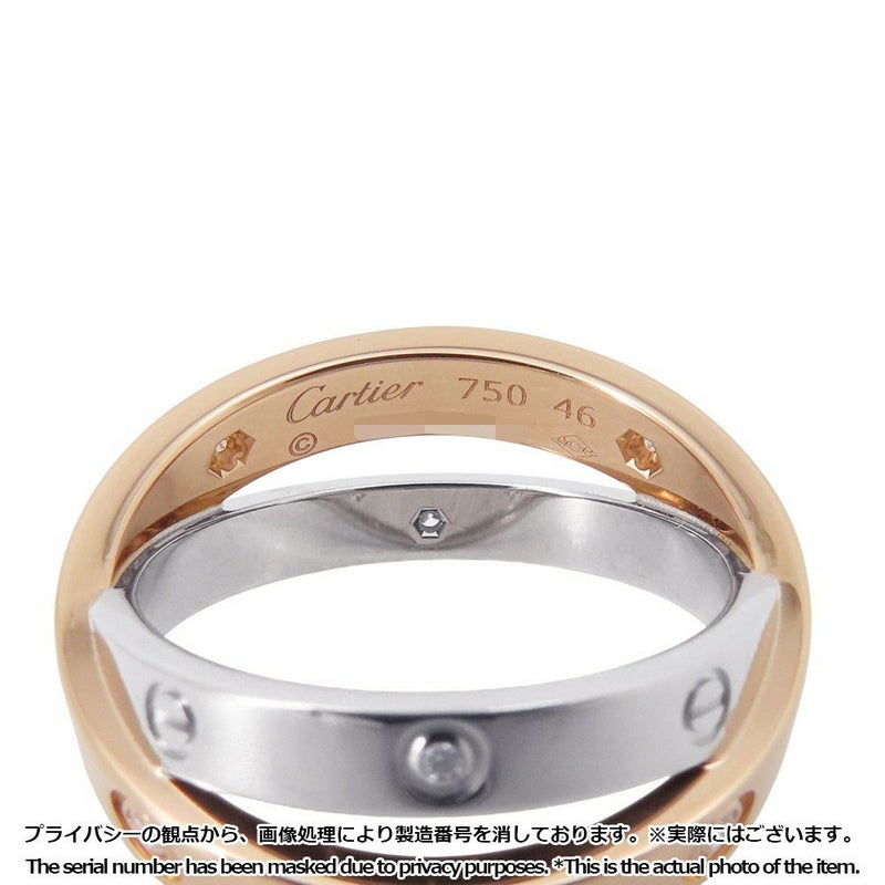 カルティエ リング ビーラブ LOVE ハーフ ダイヤ6P 計0.07ct K18PG/K18WG リングサイズ46 B4094300
